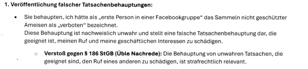 Erster Punkt der Abmahnung durch MyAnts.de: Veröffentlichung falscher Tatsachenbehauptungen