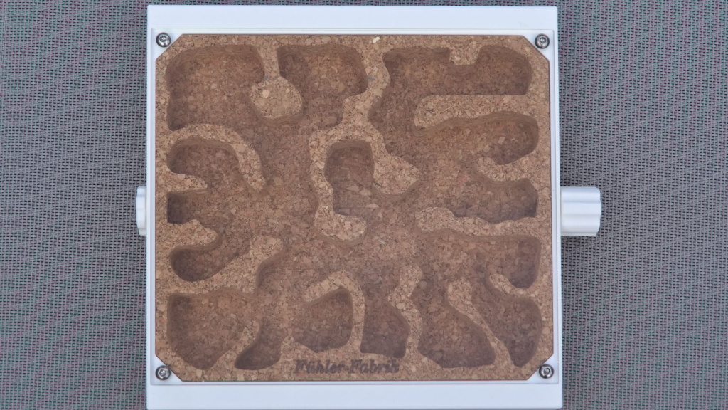 Draufsicht des Ameisennestes von HomeForAnts mit Korkeinsatz.