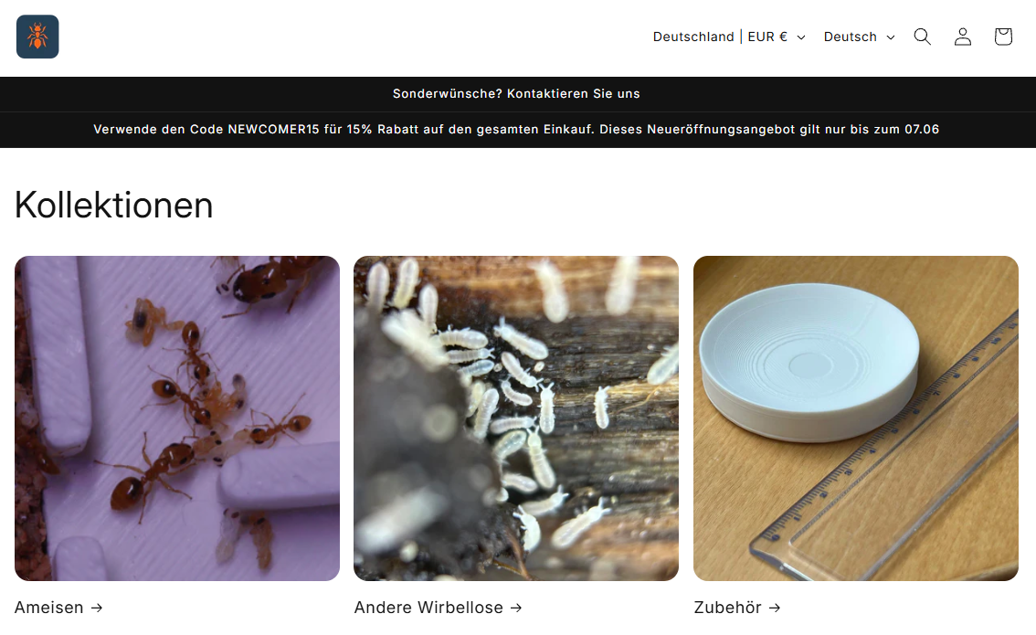 Screenshot des Shops "Bugs Included"